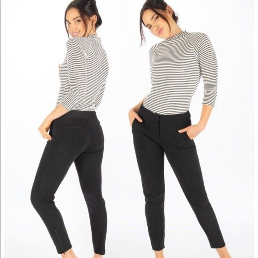 Betabrand Women's Side Zip Black Cigarette Dress Skinny Trousers Pants Small - Picture 2 of 9